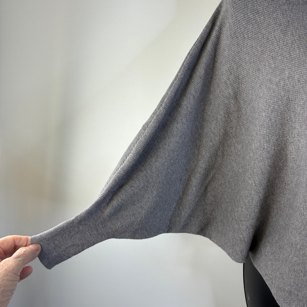 Heathmoor Womens Grey Ribbed Batwing Boatneck Sweater Oversized S/M Heathered‎ - Picture 9 of 16